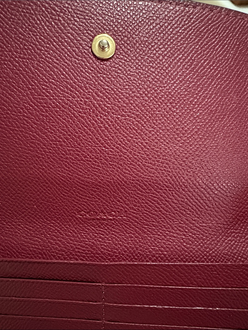 Coach Pebbled Leather Continental Wallet - Wine - Picture 4 of 6